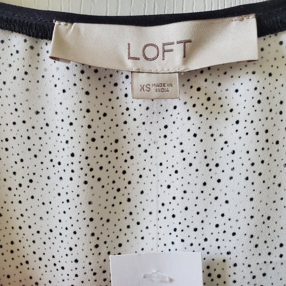 Loft long sleeve blouse NWT white with black dots size XS - Picture 2 of 8
